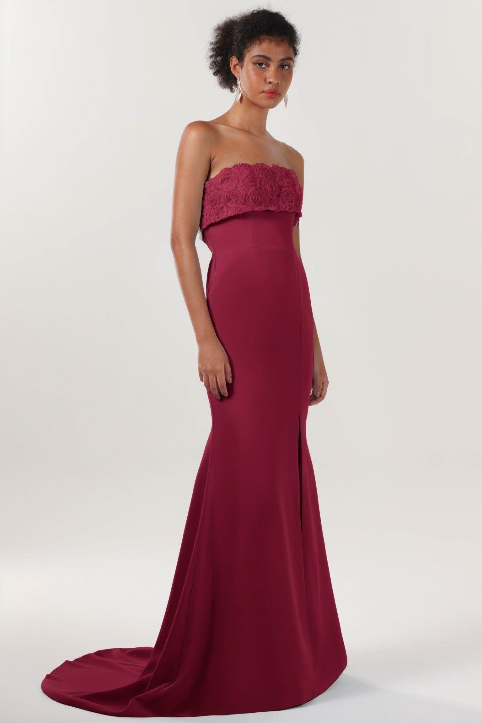 Trumpet-Mermaid Sweep-Brush Train Stretch Crepe Bridesmaid Dress CS0591BM - COCOMELODY